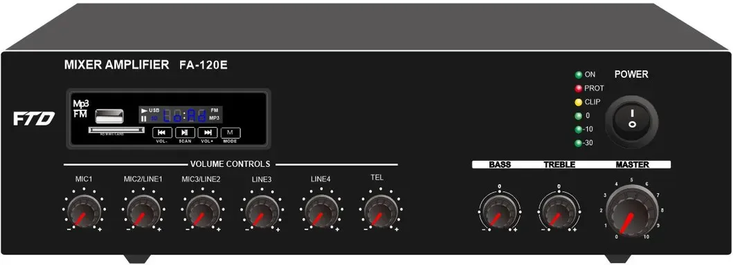 120W Compact Mixer Amplifier with Mp3 & FM 3 Mic 2 Aux EC-120E 3
