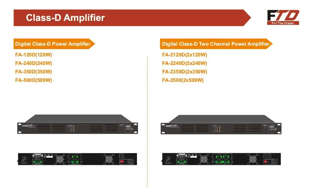 2X120W Class D power amplifier EC-2120D 4