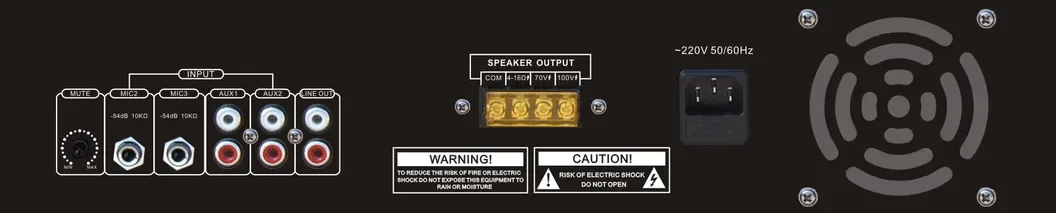 EC-240 240W Economy Mixer Amplifier 3 phone jack Mic 2 Aux 4