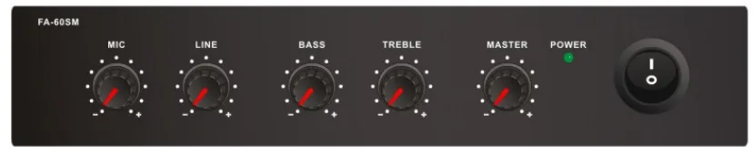 30W Compact Mixer Amplifier, 1 Mic, 1 Aux, 70V/100V/4-16ohms, AC230, 1U EC-30SM 2