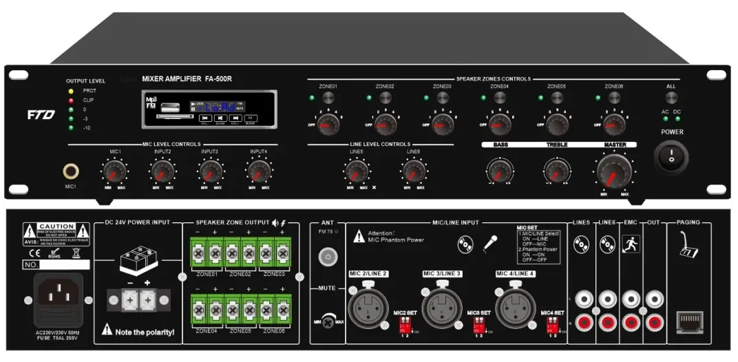 350W 6 Zone Mixer Amplifier with Mp3 & FM EC-350R 3