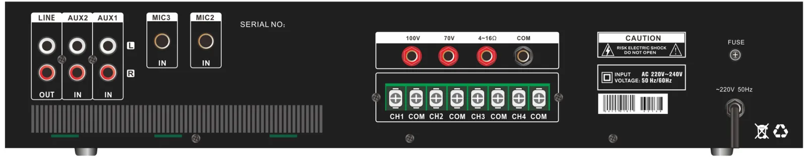 EC-4480M 4 zone Mixer Amplifier with zone volume control 2
