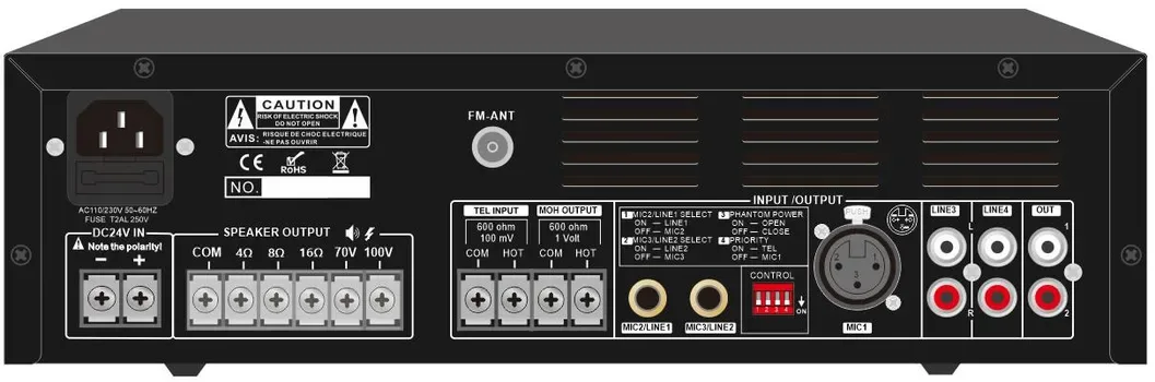 60W Compact Mixer Amplifier with Mp3 & FM 3 Mic 2 Aux EC-60E 4
