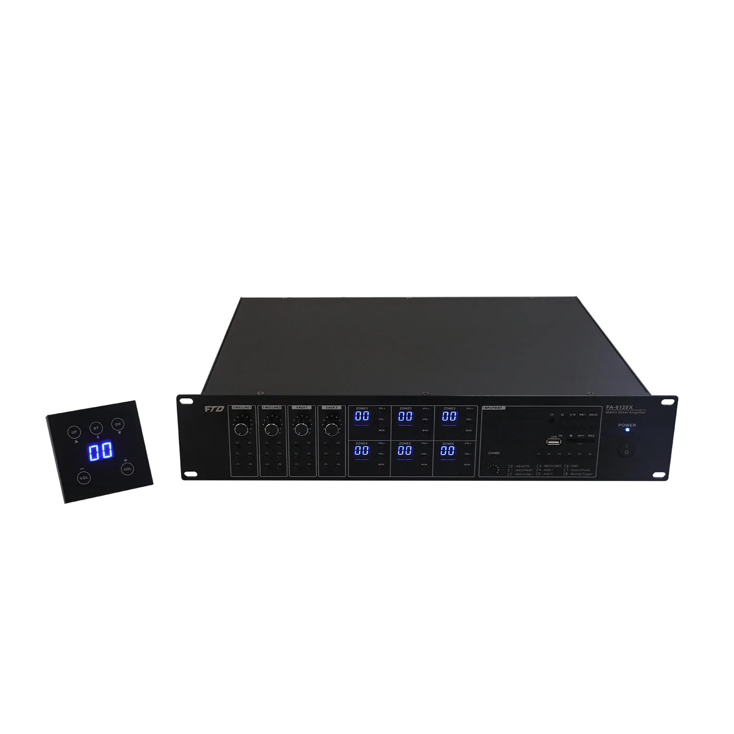 120W 6 ZONE PA 6×6 Matrix mixer amplifier +USB/SD/FM/BLUETOOTH ECX-6120X 2