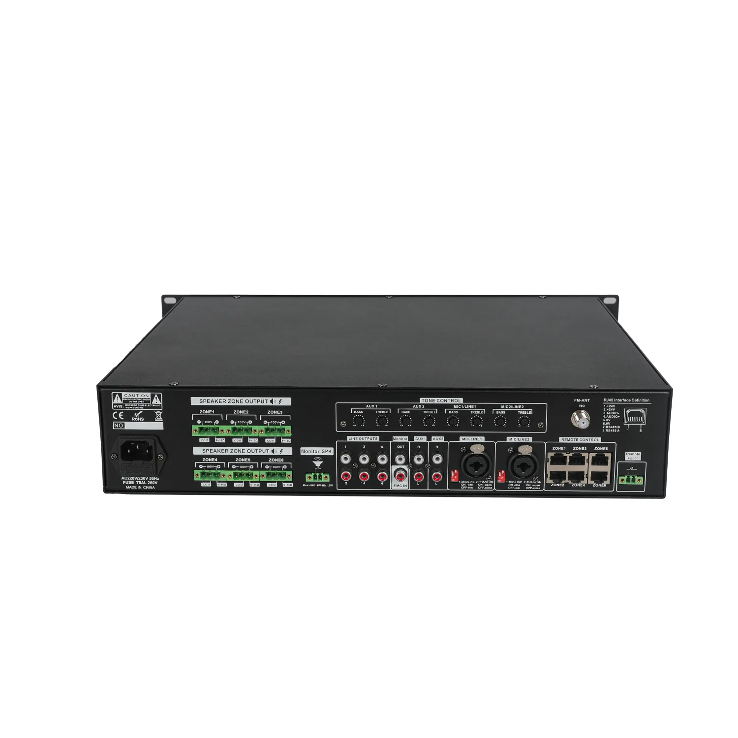 120W 6 ZONE PA 6×6 Matrix mixer amplifier +USB/SD/FM/BLUETOOTH ECX-6120X 4