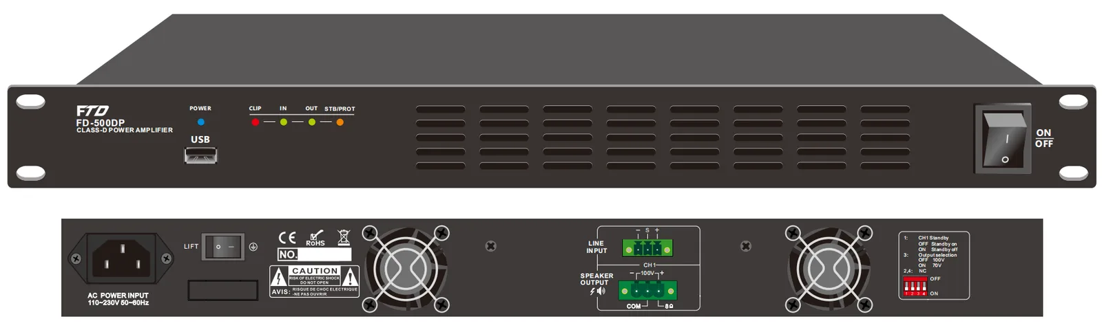 EC-240DP Single Channel 240W Class-D Amplifier with DSP