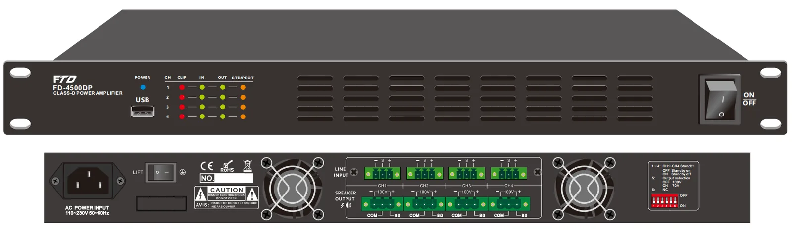 EC-4350DP 4CH 350W Class-D Amplifier with DSP
