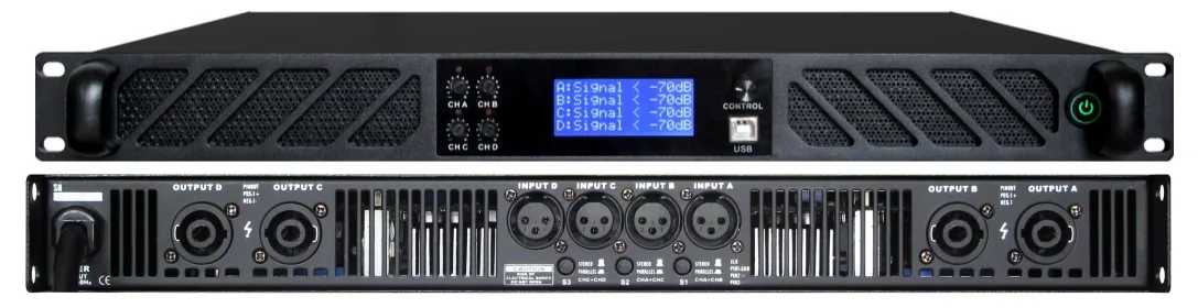 EC-21800D 2×1800W 8Ω Professional Class-D Stereo Amplifier build in Germany DSP